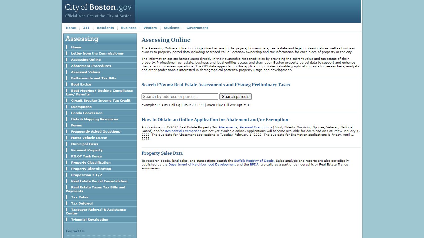 Assessing Online - City of Boston