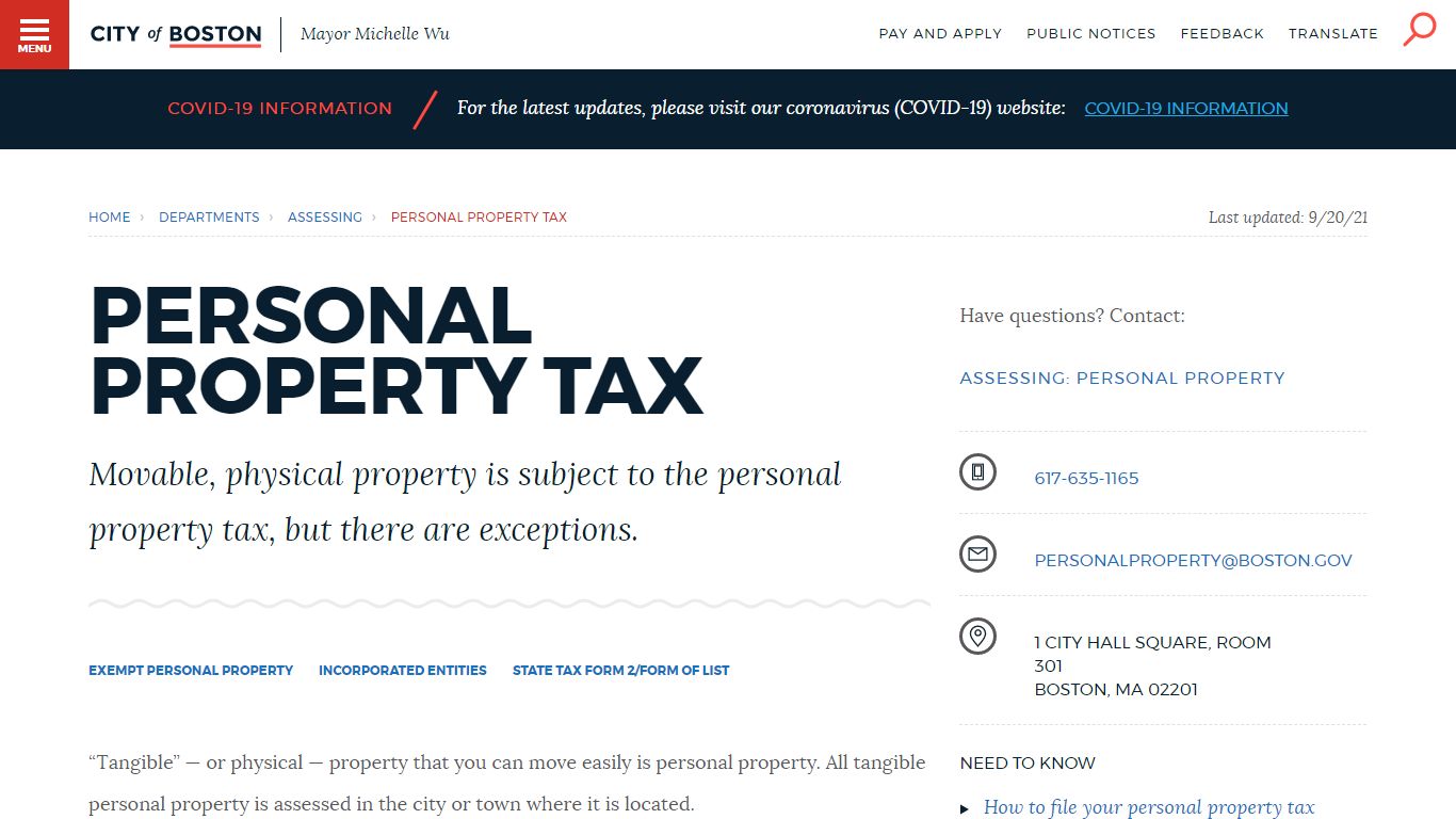 Personal property tax | Boston.gov